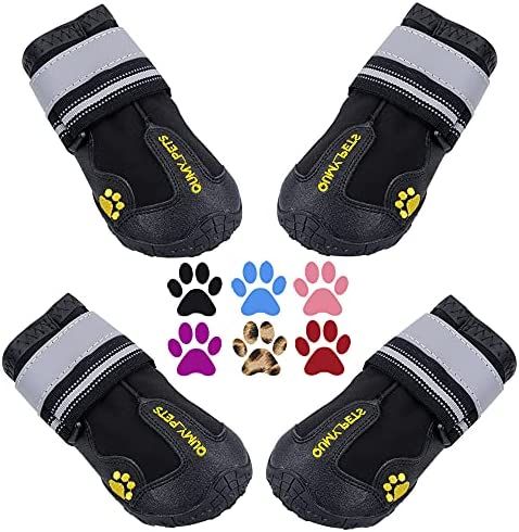 QUMY Dog Boots Paw Protectors for Large Dog Shoes with Reflective Strips Rugged Anti-Slip Sole Bl... | Amazon (US)