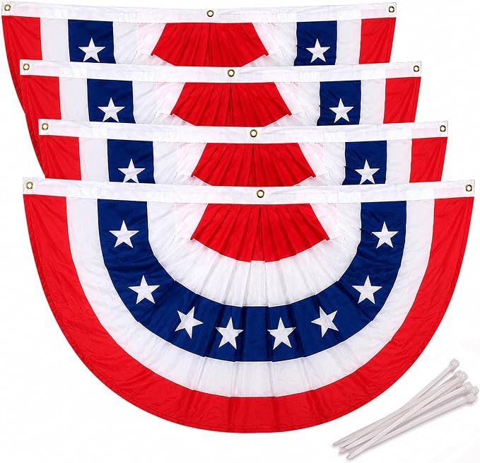 4 Pack 3 x 6 Ft 4th of July Bunting Flags, 2026 250th Anniversary American Flag Pleated Fan Banne... | Amazon (US)