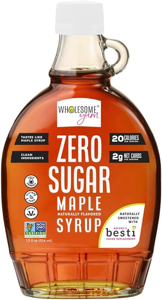 Wholesome Yum Zero Sugar Maple Syrup (Keto Maple Syrup) With Monk Fruit & Allulose - Natural Suga... | Amazon (US)