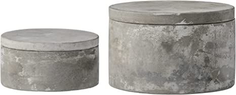 Bloomingville Set of 2 Grey Round Decorative Cement Lids Boxes       Add to Logie | Amazon (US)