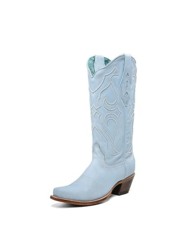 CORRAL LADIE'S BABY BLUE EMBROIDERY, LEATHER SOLE, COWHIDE LEATHER, WESTERN BOOTS, Z5253 | Amazon (US)