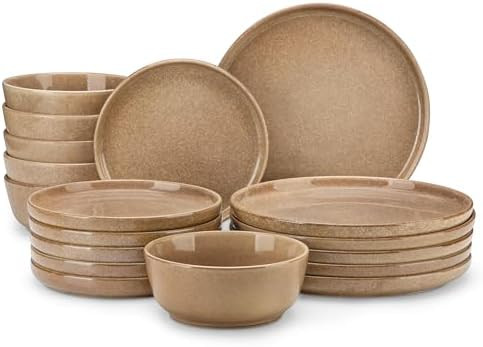 vancasso ANYA 18 Pieces Plates and Bowls Set, Caramel Dinnerware Sets, Reactive Glaze Dishes Set ... | Amazon (US)