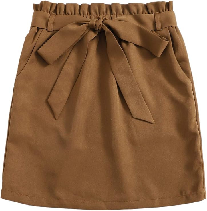 Milumia Women Paperbag Waist Short Skirt Knot Belted High Waist Bodycon Skirt | Amazon (US)