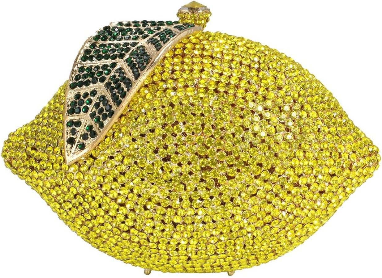 Women Elegant Lemon Shaped Rhinestone Evening Clutch Bag Fashionable Chain Handbag for Wedding Pa... | Amazon (US)