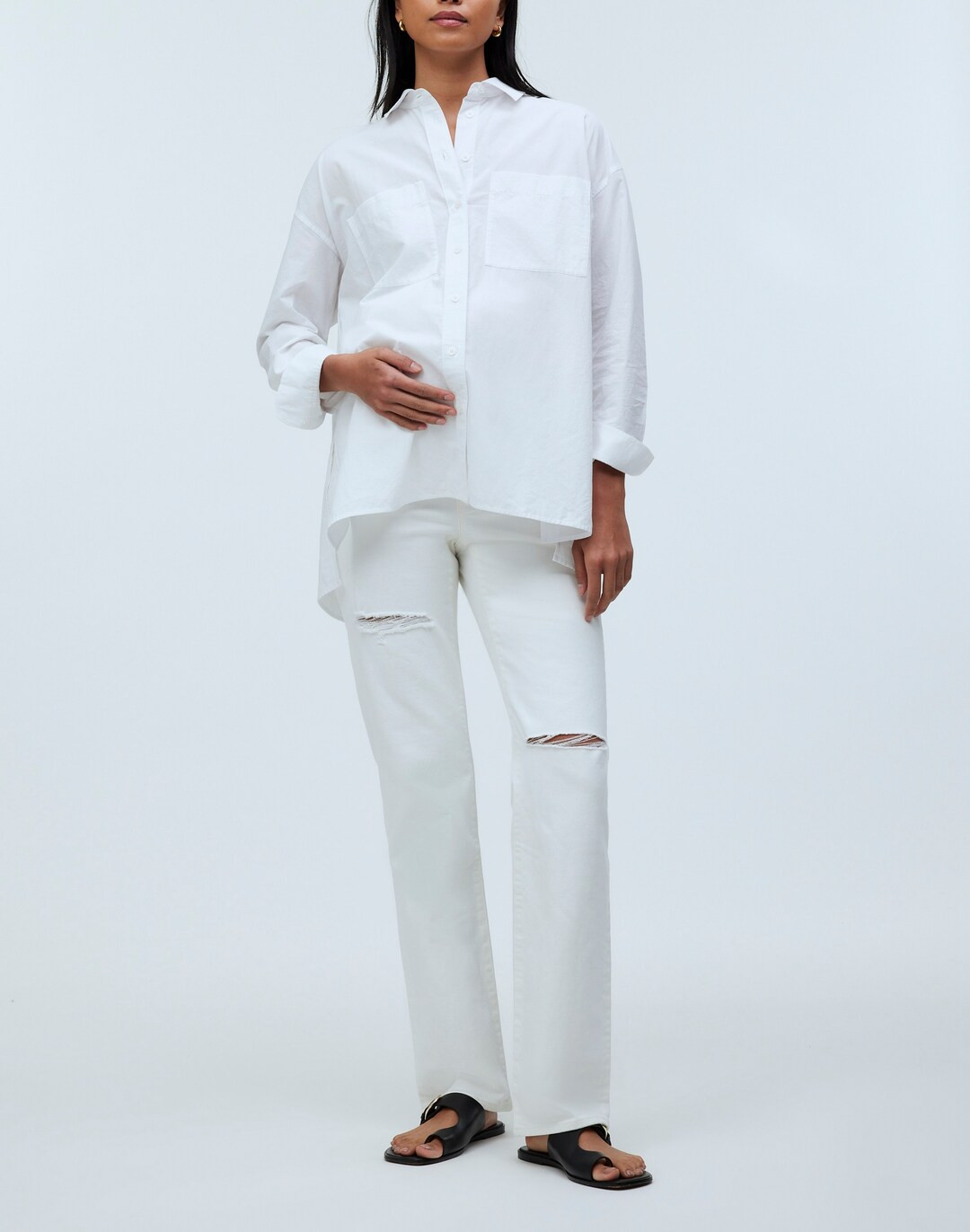 The Maternity Over-the-Belly '90s Straight Jean in Tile White | Madewell