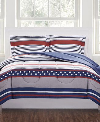 Pem America Stars & Stripes 2-Pc. Reversible Twin Comforter Set, Created for Macy's  & Reviews - ... | Macys (US)