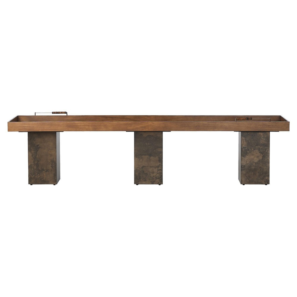 Camelia Modern Classic Natural Brown Wood Shuffleboard Game Table | Kathy Kuo Home