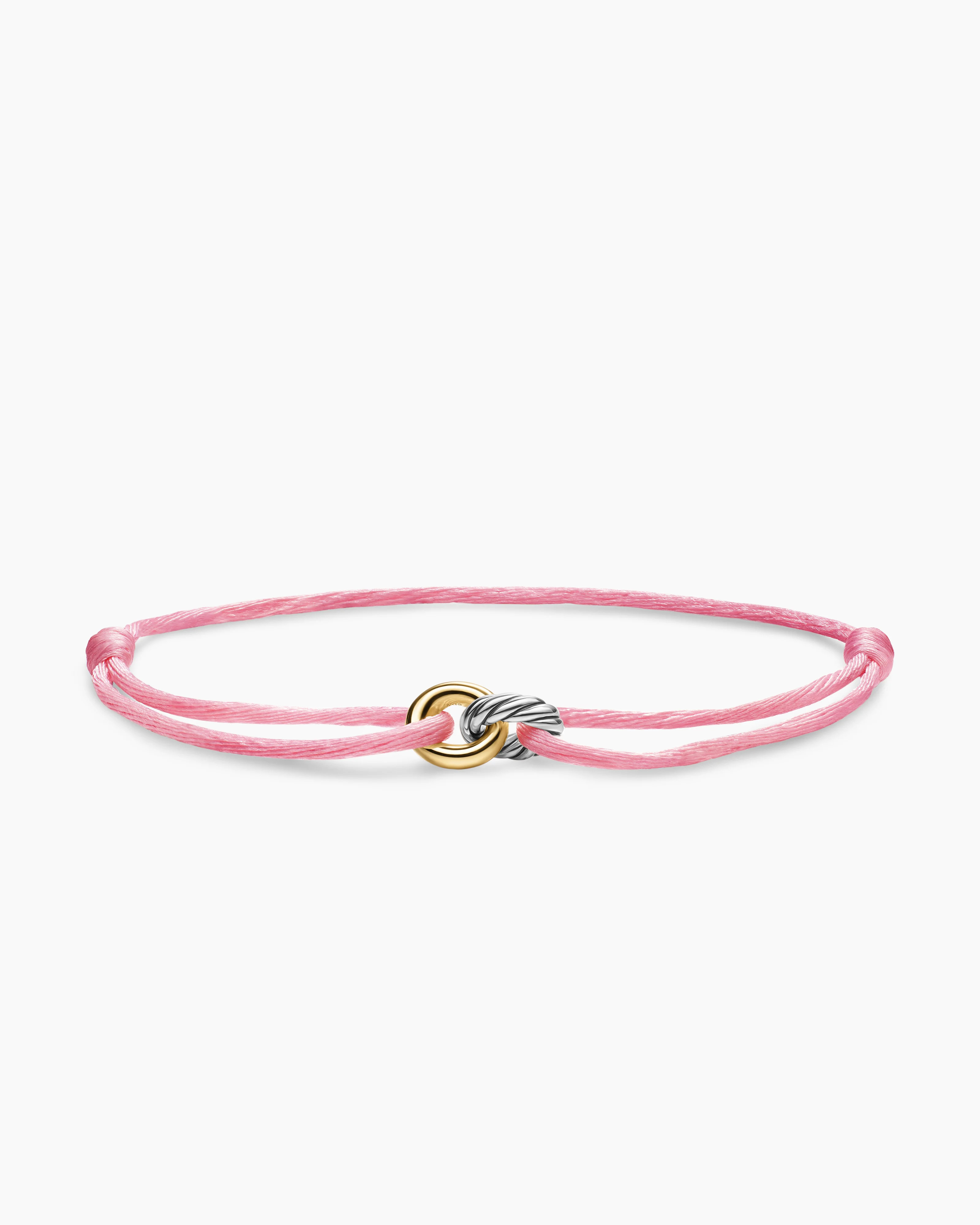 David Yurman | Sculpted Cable Linked Cord Bracelet in Pink Nylon with Sterling Silver and 14K Yel... | David Yurman