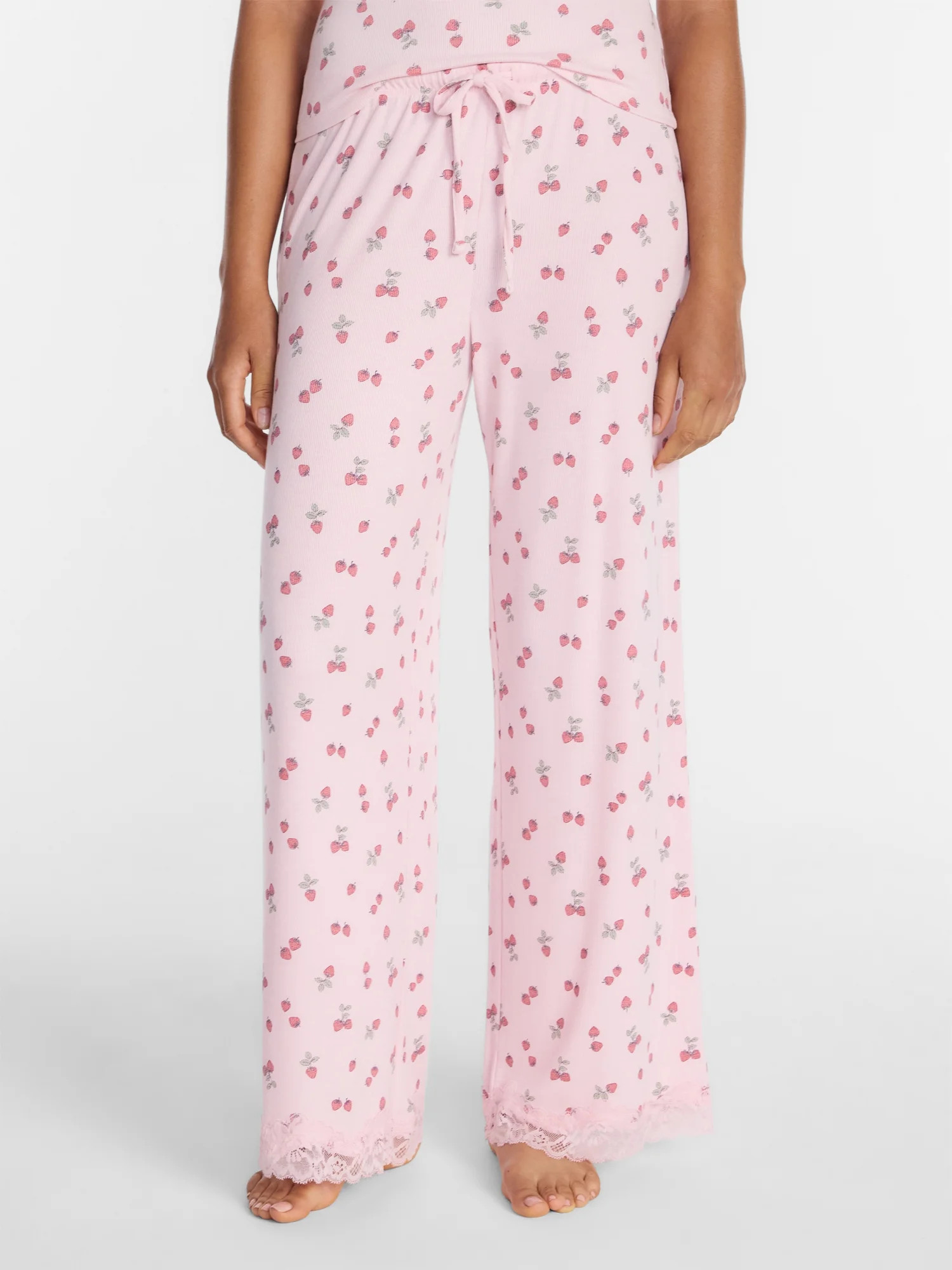 Joyspun Women’s Lace Trim Ribbed Pants, 30'' Inseam, Sizes XS-3X | Walmart (US)