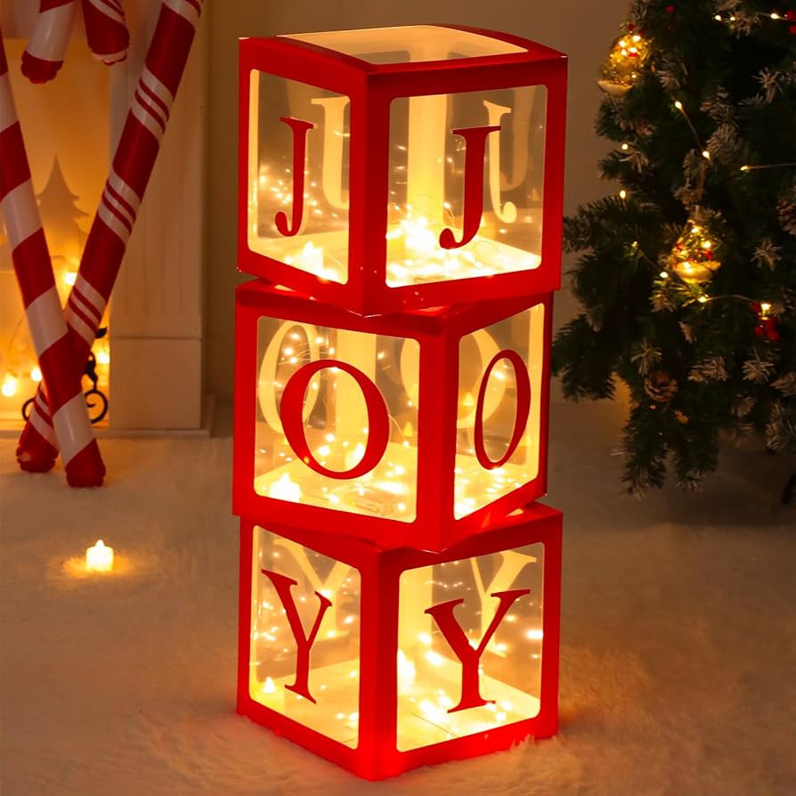 Christmas Decorations Large Red Transparent Light Box, Holiday Party Home Fireplace Decor | Amazon (US)