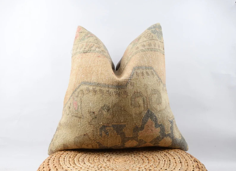 Vintage Kilim Pillow Turkish Carpet Pillow 24x24 Pillow | Etsy | Etsy (US)