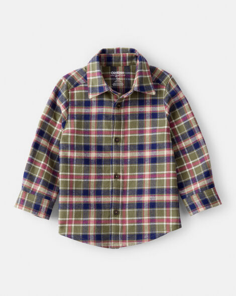 Baby Boy Plaid Cotton Long-Sleeve Button-Down Shirt | Carter's Inc