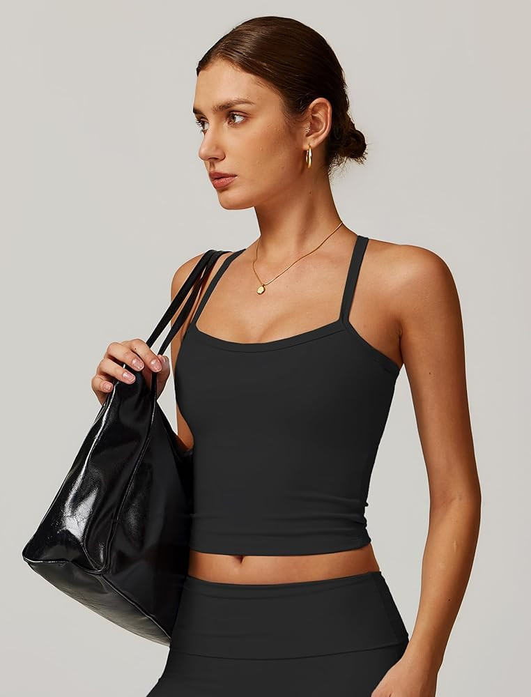 Womens Longline Sports Bras Cross Back Active Gym Yoga Padded Workout Crop Tank Top with Built in... | Amazon (US)