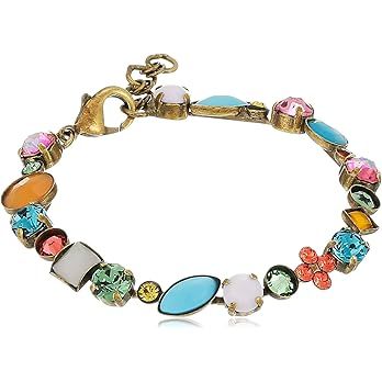 Sorrelli Crystal and Cabochon Classic Tennis Bracelet, Antique Gold-Tone Finish, Happy Birthday | Amazon (US)