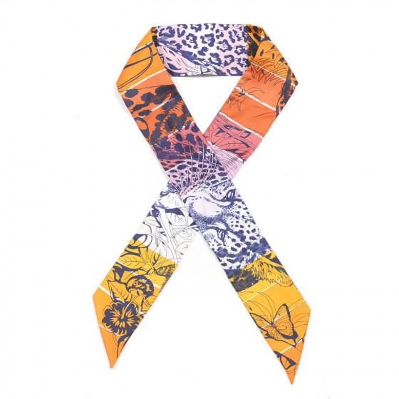 HERMES Silk Jungle Love Rainbow Twilly Orange Encre Vieux Rose | Fashionphile