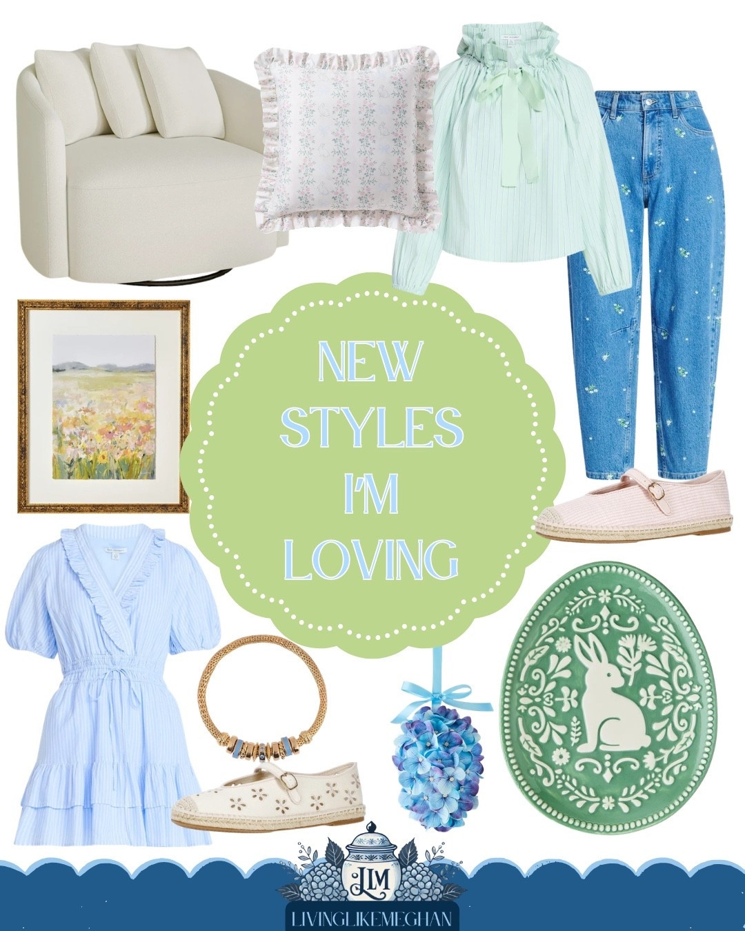 Florals, bows, and soft structure — this is very East Coast spring style meets modern classic 🌿 I love the embroidered denim paired with romantic blouses and neutral espadrilles. It feels relaxed but still intentional🦋

Tap to explore 💚

embroidered straight leg jeans • bow tie blouse trend • ruffle trim dress • traditional wall art decor • blue and white spring accents • feminine everyday outfits • classic casual styling • cottage inspired fashion • Walmart 

#LTKHome #LTKSeasonal #LTKootd