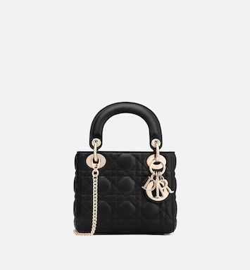 Mini Lady Dior Bag Black Cannage Lambskin | DIOR | Dior Couture