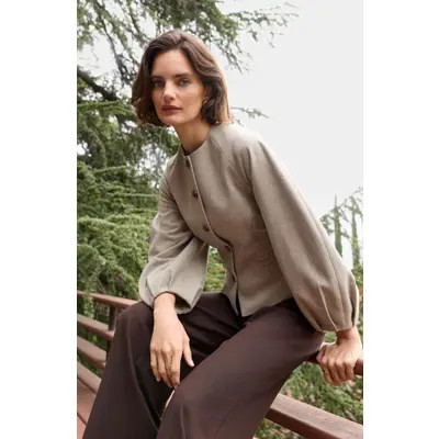 Nordstrom Collarless Sculpted Jacket in Beige Heather at Nordstrom, Size Xx-Large | Nordstrom
