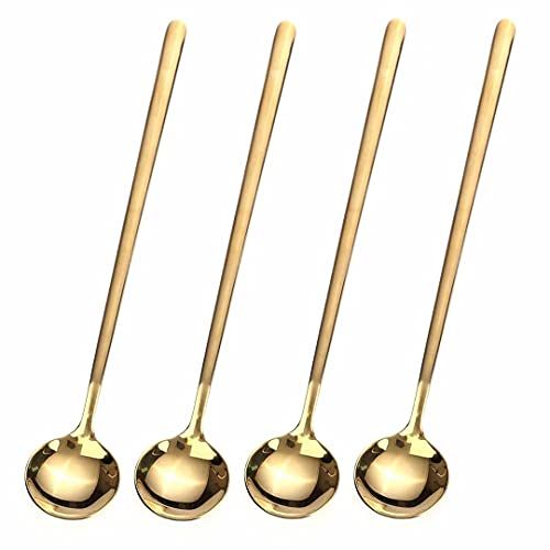 4 PCS 6.7 Inches Coffee Spoons, Stirring Spoons, Tea Spoons Long Handle, Gold Teaspoons, Gold Spo... | Amazon (US)