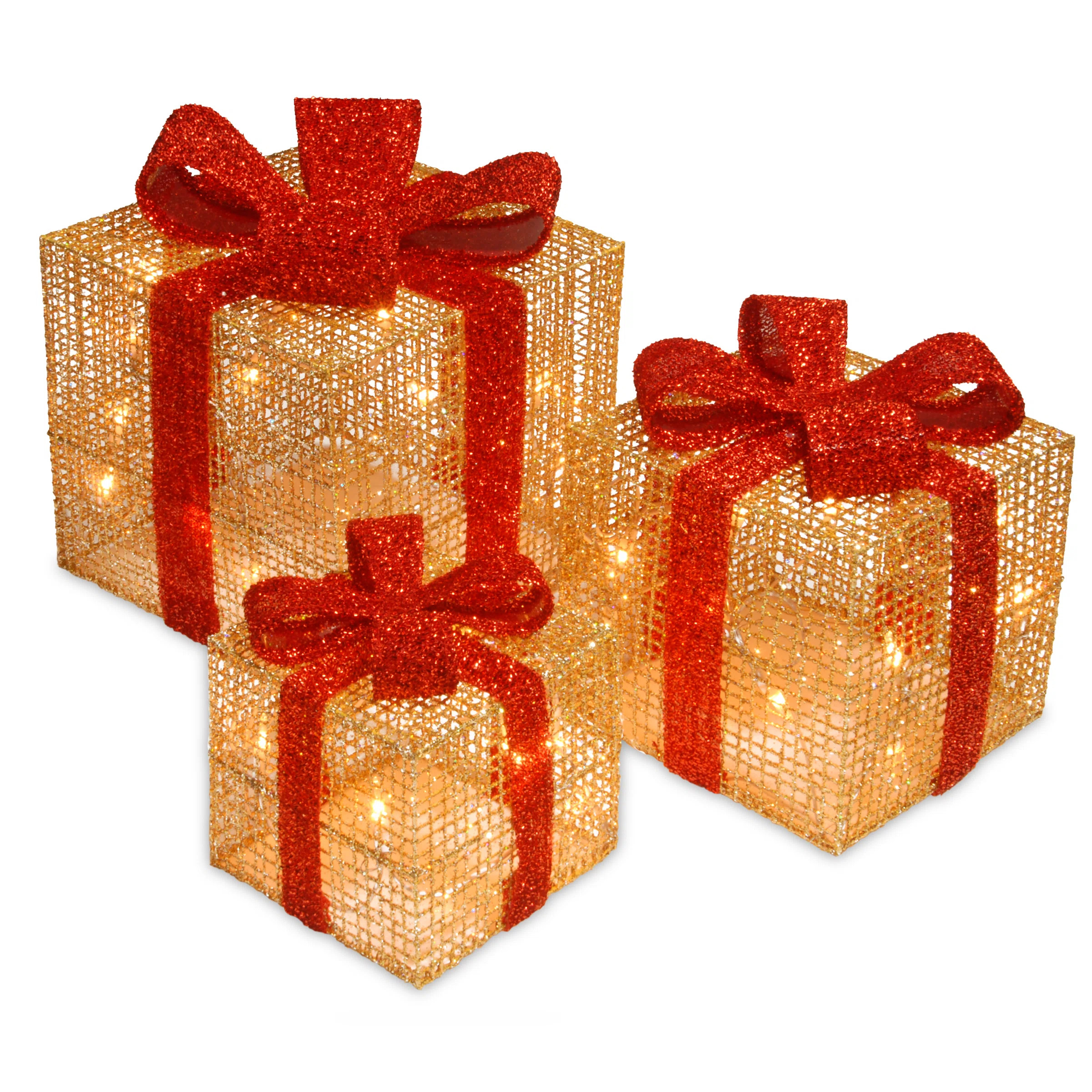Pre-Lit Thread Gift Box Assortment, 3 Piece | Wayfair North America