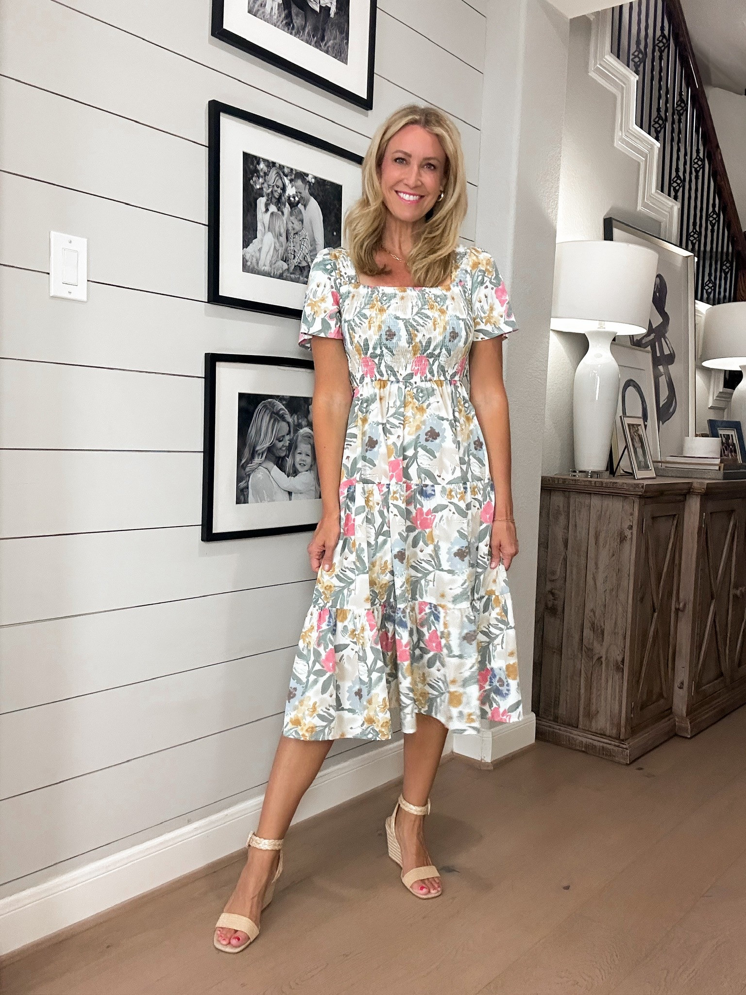 Floral print
Midi dress 
Summer wedding guest 
Under $50

#LTKStyleTip #LTKFindsUnder50 #LTKSeasonal