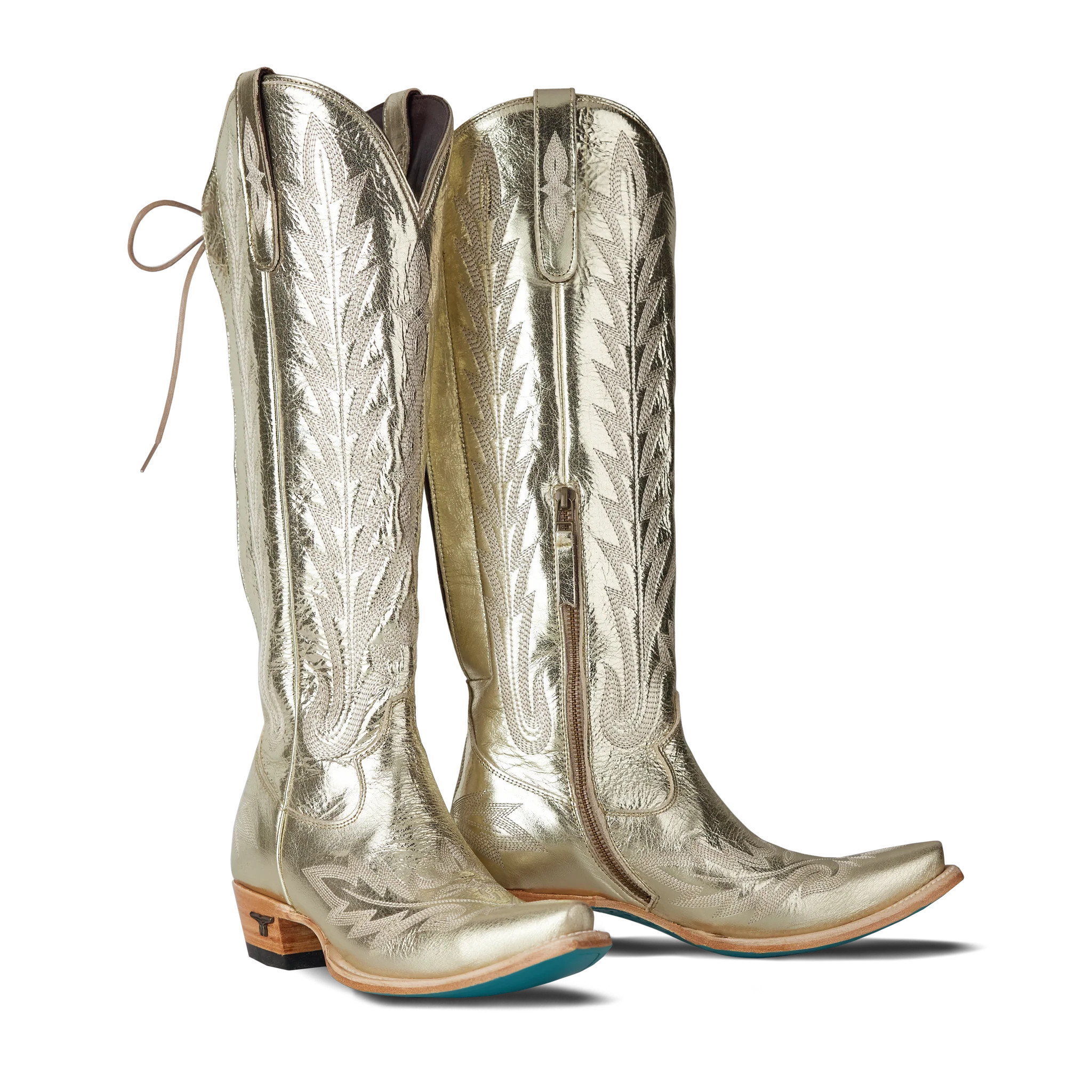 Lexington Knee High Corset - Champagne Metallic | Lane Boots