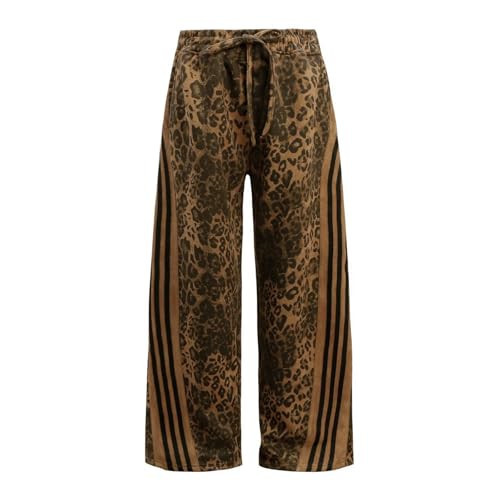 Leopard Print Sweatpants with Stripe Women Men Baggy Cheetah Sweat Pants Wide Leg Animal Sweats Loose Fit Drawstring Streetwear Elastic Waist with Pockets, Medium | Amazon (US)