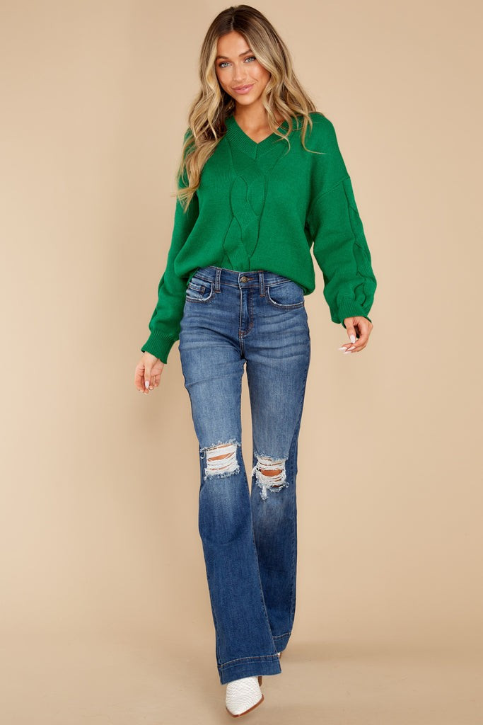 Bright Days Ahead Green Sweater | Red Dress 