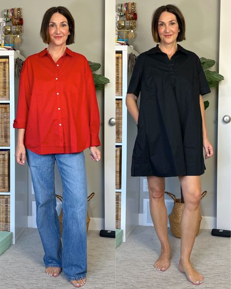 New Old Navy items! Dress and shirt are both on sale! 
I’m 5’ 7 and sized up to M in both, shirt fits great (sleeves could have been a tad longer but I have long arms), the dress is a bit too short for how wide it is on me, I’m going to exchange for a small tall.
Love the lightweight fabric and the dress has pockets!
Jeans are from Dynamite, I get my usual size 27
Also linked the shoes I wore with the dress on stories 


#LTKcanada #LTKworkwear