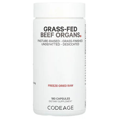 Codeage, Grass-Fed Beef Organs, 180 Capsules | iHerb