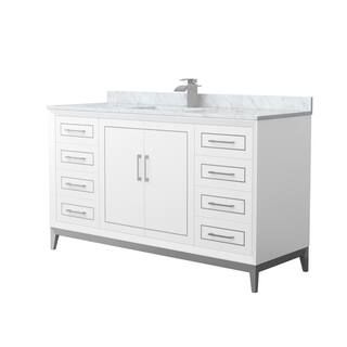Wyndham Collection Marlena 60 in. W x 22 in. D x 35.25 in. H Single Bath Vanity in White with Whi... | The Home Depot