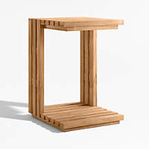 Batten Natural Teak Outdoor C Table + Reviews | Crate & Barrel | Crate & Barrel