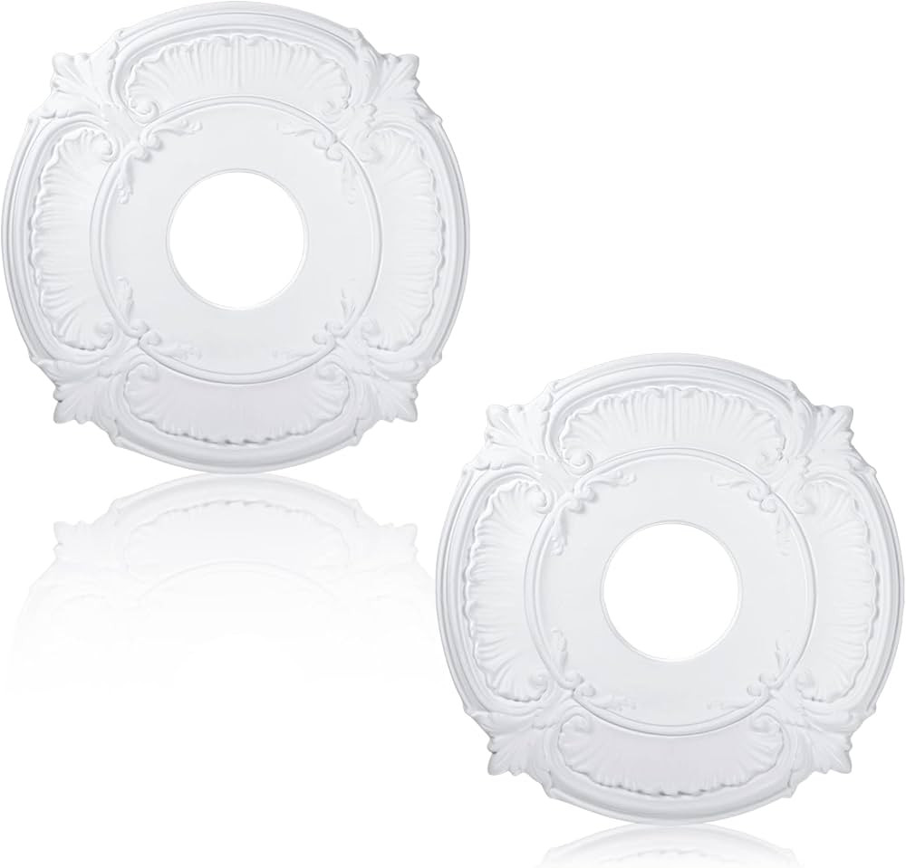 2 Pieces PU Ceiling Medallion Decorative Ceiling Fan Medallion Round Home Lighting Ceiling Medall... | Amazon (US)