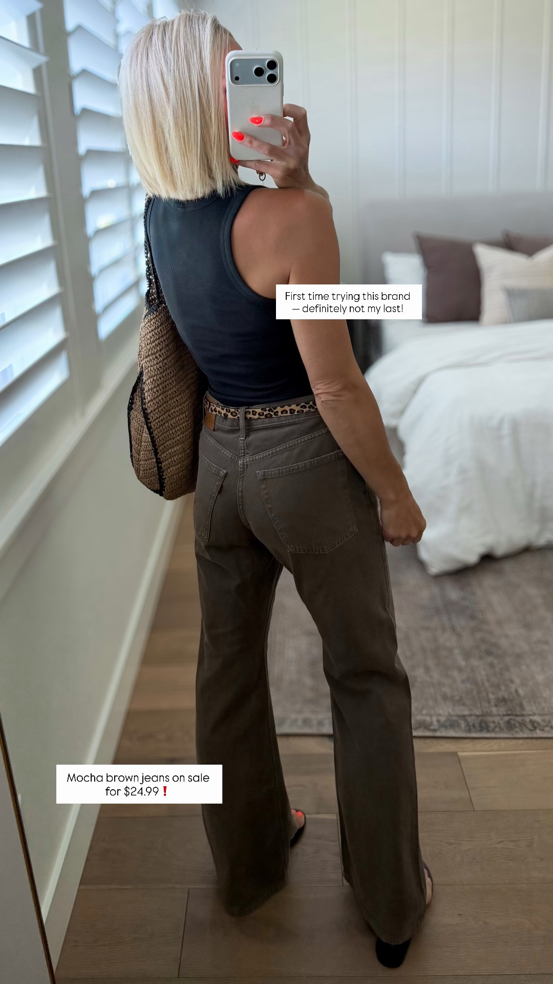 Moody neutrals I’m loving — this tank brand is new to me, and I’m loving it! Definitely grabbing more colors. Fits tts, wearing a medium 
Loose, bootcut mocha brown jeans on major sale — marked down from $110 to ❗️$24.99❗️ fit tts. Wearing 27x33

#LTKmomlife #LTKOver40 #LTKSaleAlert