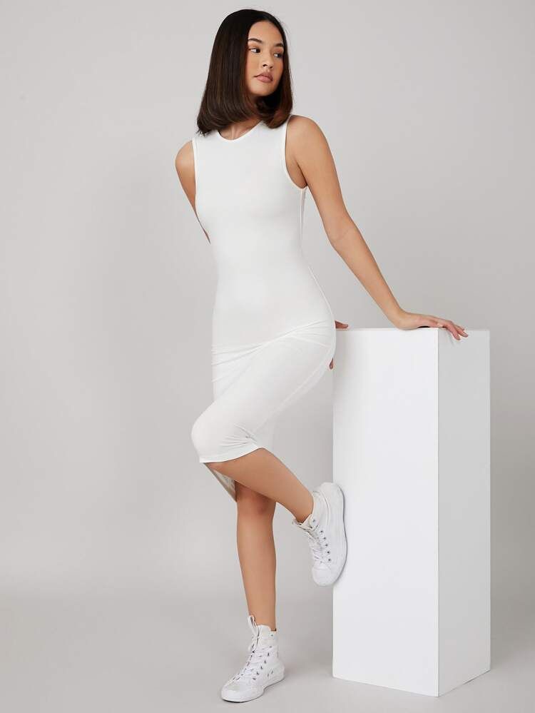 SHEIN BASICS Solid Bodycon Dress | SHEIN