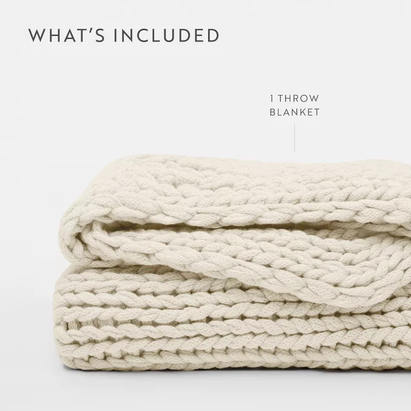 Chunky Knit Handmade Throw Blanket - Becky Cameron, Light Blue | Target