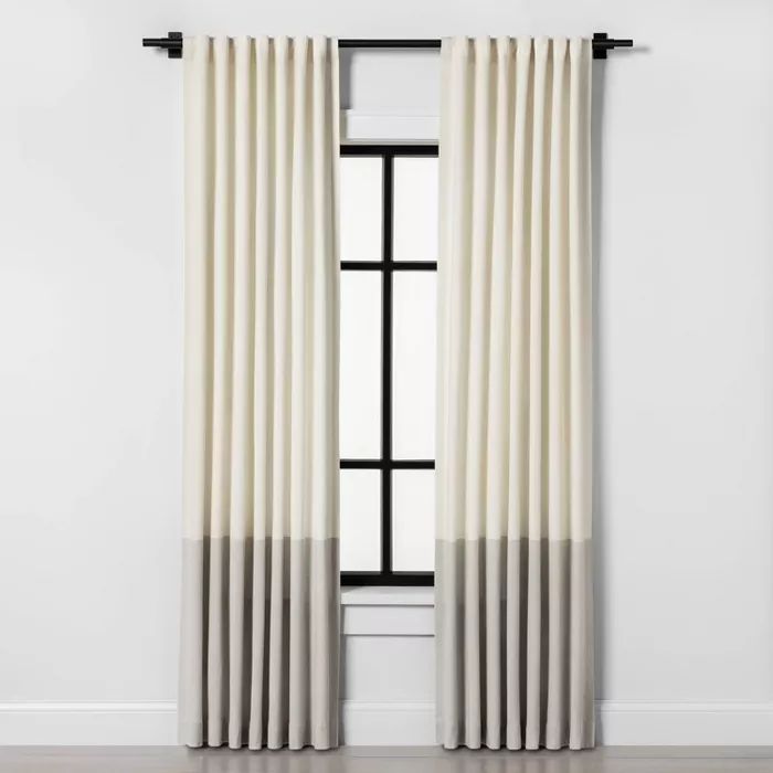 Colorblock Curtain Panel Sour Cream / Gray - Hearth & Hand™ with Magnolia | Target