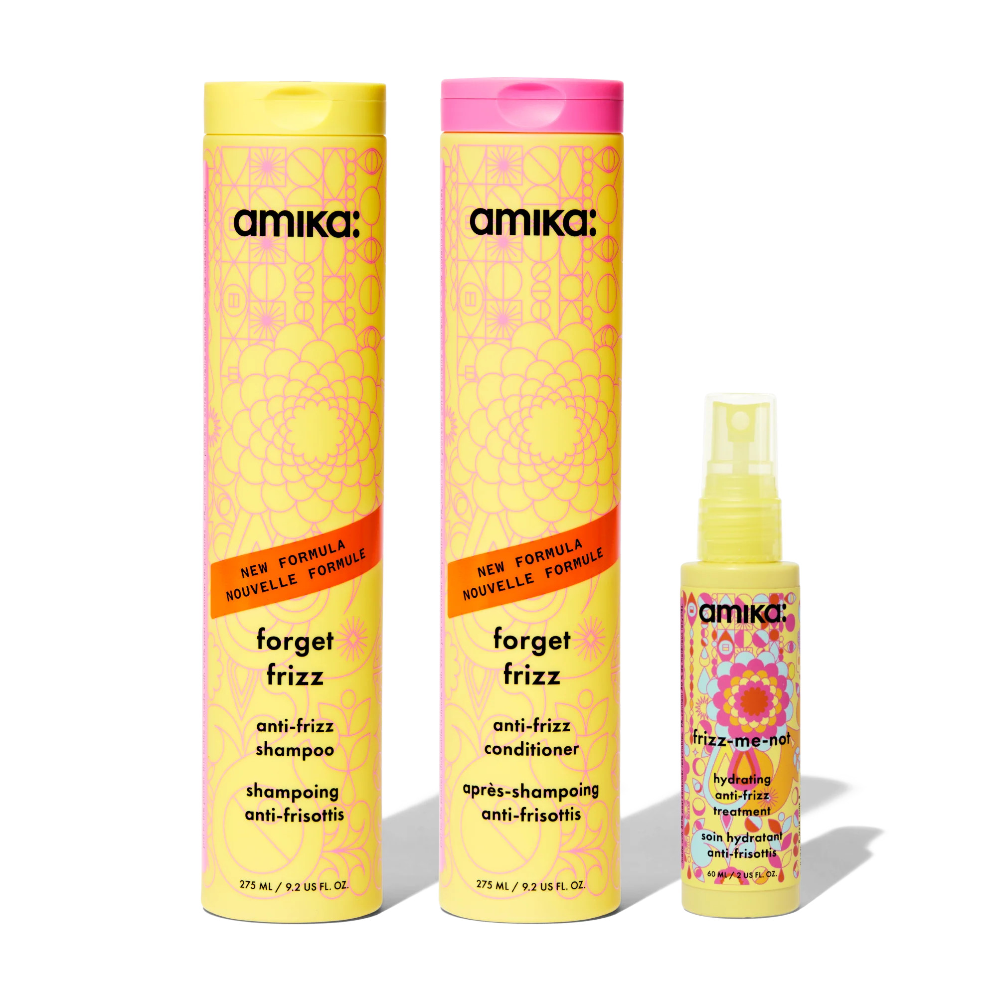 frizz fighters anti-frizz shampoo, conditioner + treatment set | amika | amika | amika US