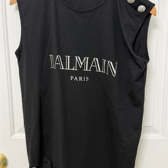Balmain Black Tee with Silver Buttons | Poshmark