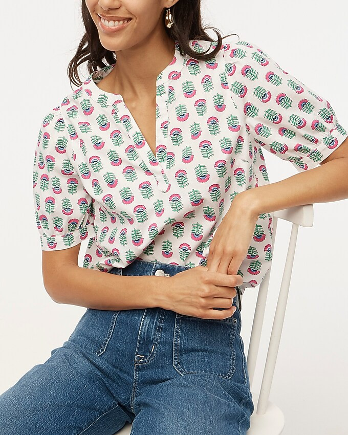 Printed short-sleeve poplin top | J.Crew Factory