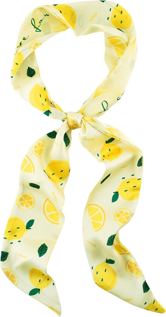 GERINLY Tropical Fruit Skinny Hair Scarf for Spring Cute Neck Ribbon Scarf Headband Long Reversib... | Amazon (US)