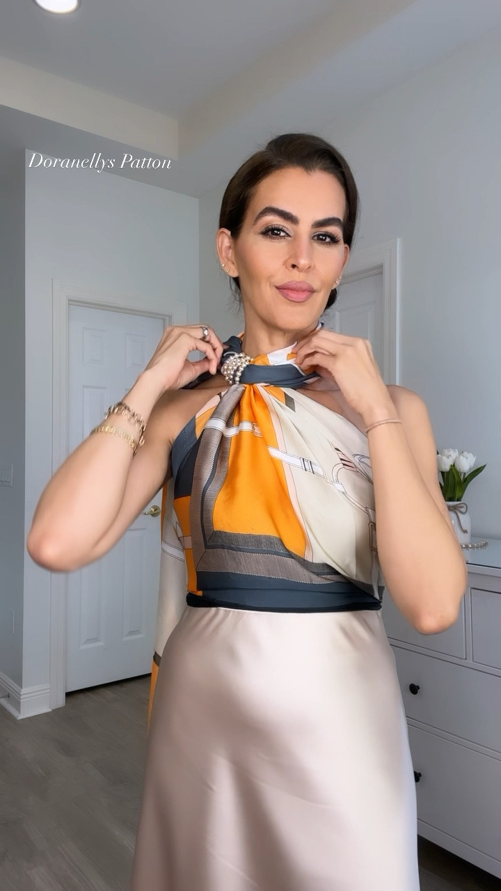 DIY scarf top! Adding similar scarfs. Long bra comes in black also. Size up, runs small in the waist. Wearing a size 36B, usually a size 34B. Wearing a size M in skirt.

 I am 5’7” | 126 pounds 

 #LTKstyletip

#LTKVideo #LTKSeasonal