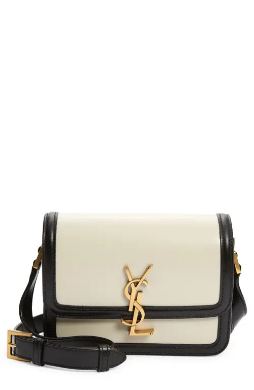 Saint Laurent Medium Solferino Two-Tone Leather Shoulder Bag in Crema Soft/Nero at Nordstrom | Nordstrom