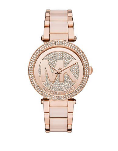 Parker Blush Acetate and Rose Goldtone Stainless Steel Bracelet Watch MK6176 | Lord & Taylor