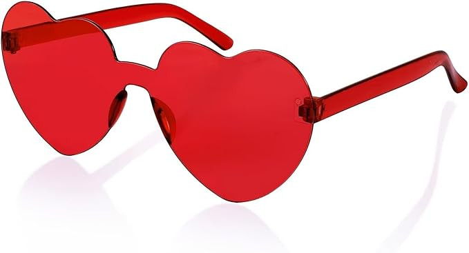 Rimless Heart Shaped Sunglasses Cute Glasses Disco One Piece Transparent Trendy Love Glasses B282... | Amazon (US)