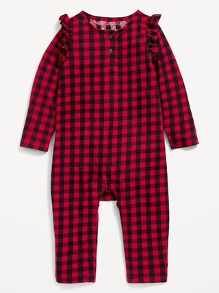 Printed Henley Ruffle-Trim Jumpsuit for Baby | Old Navy (US)
