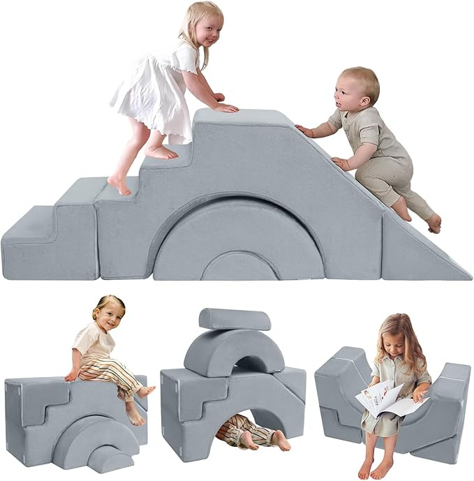 MeMoreCool Modular Kids Sofa – Convertible Foam Couch with Slide & Stair, Playroom & Bedroom Se... | Amazon (US)
