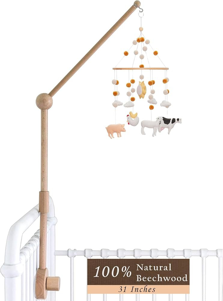Baby Crib Mobile Arm Wooden Holder - Baby Mobile Hanger for Crib (31 inch, 100% Natural Beech Woo... | Amazon (US)