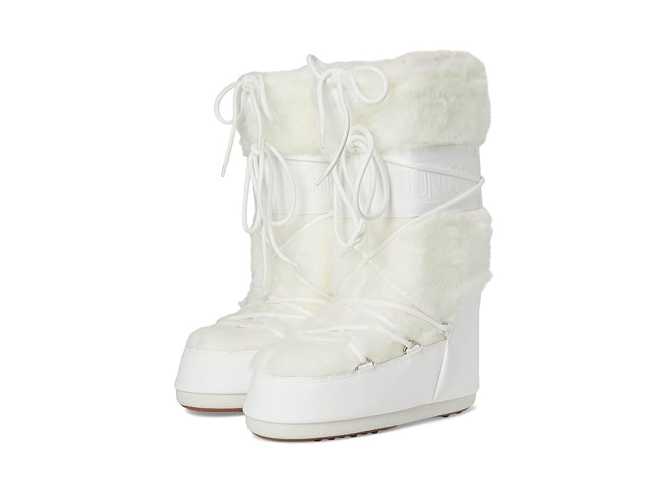 MOON BOOT Icon Faux Fur Boots Optical White : EU 39-41 (US Men's 7-8.5 - Women's 8-9.5) Medium, Synthetic | Zappos