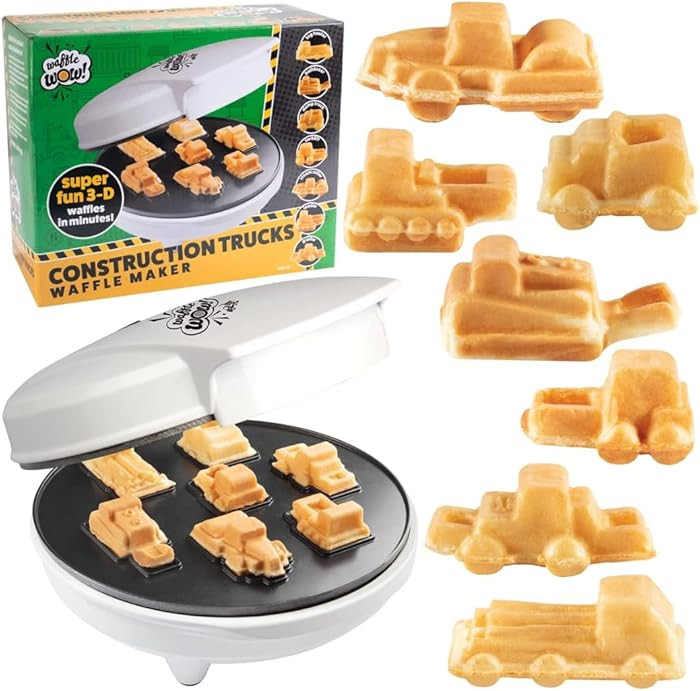 Construction Trucks Mini Waffle Maker- Make 7 Different 3D Vehicle Shaped Pancakes Feat a Bulldoz... | Amazon (US)